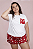 Pijama Aline Blusa Curta e Short Estampa Coração - Imagem 1