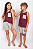 Pijama Infantil Camiseta com Bolso e Short Cinza e Vinho - Imagem 1