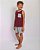 Pijama Infantil Camiseta com Bolso e Short Cinza e Vinho - Imagem 4