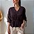 Blusa Ana Paula Cetim Marrom Escuro - Imagem 1