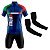 CONJUNTO CICLISMO MASCULINO BERMUDA FORRO ESPUMA ITÁLIA BANDEIRA LATERAL COM MANGUITO - Imagem 1