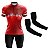 CONJUNTO CICLISMO FEMININO BERMUDA FORRO ESPUMA BATIMENTOS VERMELHO COM MANGUITO - Imagem 1