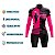 CONJUNTO CICLISMO FEMININO BERMUDA FORRO ESPUMA MANGA LONGA RESPEITE O CICLISTA ROSA COM MANGUITO - Imagem 5