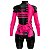 CONJUNTO CICLISMO FEMININO BERMUDA FORRO ESPUMA MANGA LONGA RESPEITE O CICLISTA ROSA COM MANGUITO - Imagem 2