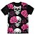 Camiseta T-shirt As Braba Caveiras Rosas Full Print Preta - Imagem 1