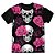 Camiseta T-shirt As Braba Caveir Flores Tropicais Full Print Preta - Imagem 1
