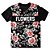Camiseta T-shirt As Braba Caveir Flores Tropicais Full Print Preta - Imagem 3