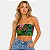 Top Faixa Cropped Suplex Estampado Coladinho no Corpo Com Forro Tie Dye Folhagens Olho - Imagem 1