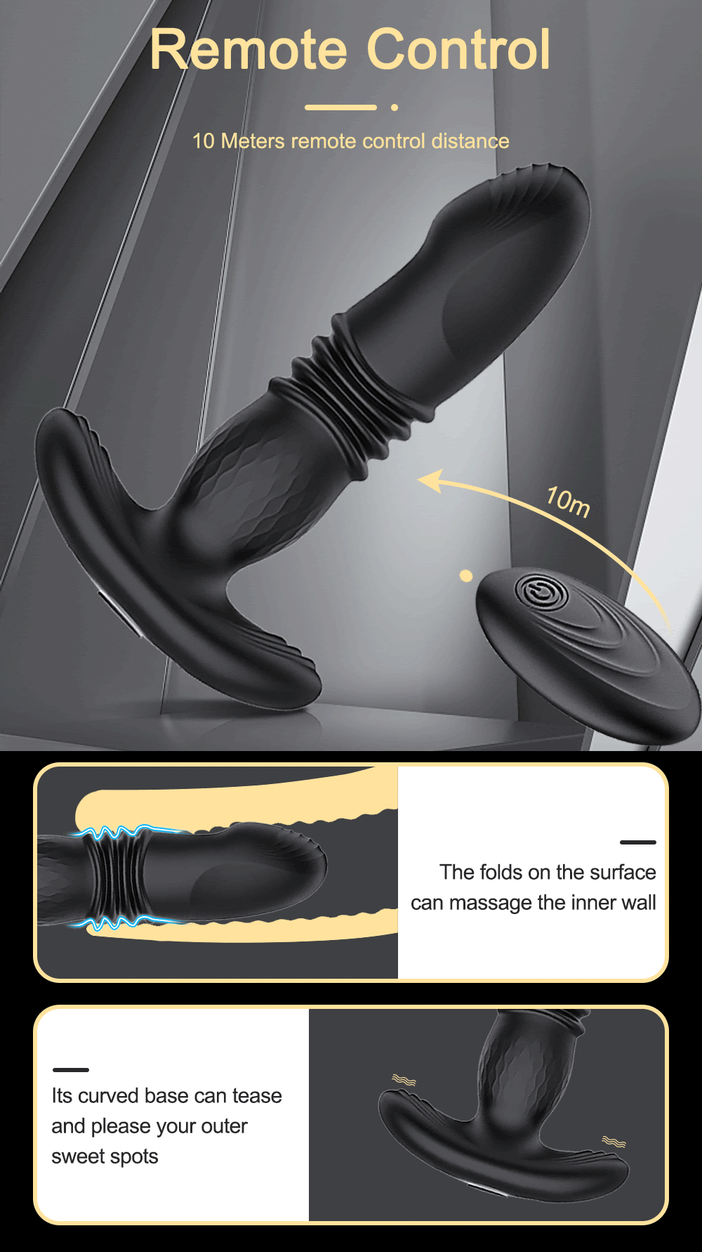 Plug Anal com 10 modos de vibração e 10 modos de vai e vem,com Controle Remoto - Imagem 17