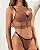 Conjunto Ibiza - Cropped + Calcinha- Marrom Detalhes em Preto - Imagem 2