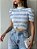 BLUSA PRINCESA GOLA ALTA TL LISTRADA BRANCO E AZUL - Imagem 2