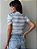 BLUSA PRINCESA GOLA ALTA TL LISTRADA BRANCO E AZUL - Imagem 4