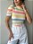 BLUSA PRINCESA GOLA ALTA TL LISTRADO COLORIDO - Imagem 2