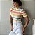 BLUSA PRINCESA GOLA ALTA TL LISTRADO COLORIDO - Imagem 1