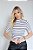 BLUSA RIBANA MANGA CURTA GOLA ALTA TL LISTRADO P&B - Imagem 1