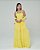 Vestido Longo Feminino Franzido Amarelo - Imagem 1