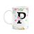 Caneca Floral - Inicial do nome letra P - 325ml - Imagem 1