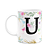 Caneca Floral - Inicial do nome letra U - 325ml - Imagem 1