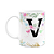 Caneca Floral - Inicial do nome letra V - 325ml - Imagem 1