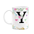 Caneca Floral - Inicial do nome letra Y - 325ml - Imagem 1