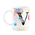 Caneca Floral Garden - Inicial do nome letra V - 325ml - Imagem 1