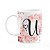 Caneca Floral Religiosa - Inicial do nome letra U - 325ml - Imagem 1