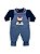 Macacão Bebê Jardineira Jeans Ursinho Azul ou Vermelho - 2 Peças - Imagem 1