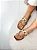 Niva - Tamanco Feminino Flat Rasteiro Tiras Dedo com Metais Ouro Off White - Imagem 2
