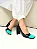 Gabrielle - Sapato Scarpin Bico Quadrado Preto/Turquesa - Imagem 2