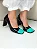 Gabrielle - Sapato Scarpin Bico Quadrado Preto/Turquesa - Imagem 3