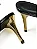 Izabel - Sapato Slingback Bico Fino Salto Fino em Metal Dourado Preto - Imagem 8