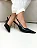 Izabel - Sapato Slingback Bico Fino Salto Fino em Metal Dourado Preto - Imagem 2