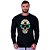 Camiseta Manga Longa Moletinho MXD Conceito Caveira Popstar Óculos Espelhado - Imagem 1