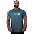 Camiseta Tradicional MXD Conceito Dry Fit 100% Poliéster Estampado Grife Rajado Furadinho Azul Turquesa - Imagem 1