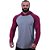 Camiseta Manga Longa Longline Com Touca Raglan MXD Conceito Vermelho e Cinza - Imagem 3
