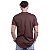 Camiseta Longline Decote V Masculina MXD Conceito 100% Algodão 30.1 Penteado PIMA-USA Marrom - Imagem 3