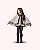 PONCHO TRICOT CRU COM BORDADO PRETO - ANIMÊ - Imagem 1