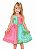 VESTIDO LENCO TROPICAL ROSA E VERDE - ALPHABETO - Imagem 1