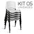 Cadeira Plástica Fixa kit 5 A/E Branco Lara - Imagem 1