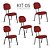 Cadeira Secretária Pé Palito Kit 5 Tecido Vermelho - Imagem 1