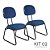 Cadeira Secretária Pé Sky Kit 2 Tecido Azul Com Preto - Imagem 1