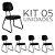 Cadeira Ágata Secretária Pé Sky L Duplo Kit 05 Courvin Preto - Imagem 2