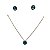 conjunto colar e brinco folheado ouro 18k zirconia redonda azul topazio - Imagem 5