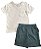 Conjunto Infantil DKNY Camiseta Rosê e Bermuda Cinza – 2 Peças - Imagem 1