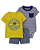 Conj Carter’s 3 Pçs Camiseta Amarela Helicóptero Body e Calça - Imagem 1