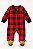 Macacão Fleece Infantil Carter’s Xadrez Vermelho Pé de Alce - Imagem 1