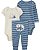 Conj Carter’s 3 Pçs Body Azul Listrado Panda Camiseta e Calça - Imagem 1