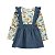 Roupa Infantil Menina Carters Salopete Veludo Azul Com Camiseta - Imagem 1