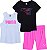 Conjunto Puma Infantil Menina 3 Peças – Camiseta Preta e Regata Cinza - Imagem 1
