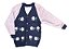 Cardigan Infantil Menina Little – Azul Marinho e Rosa Elegante - Imagem 1